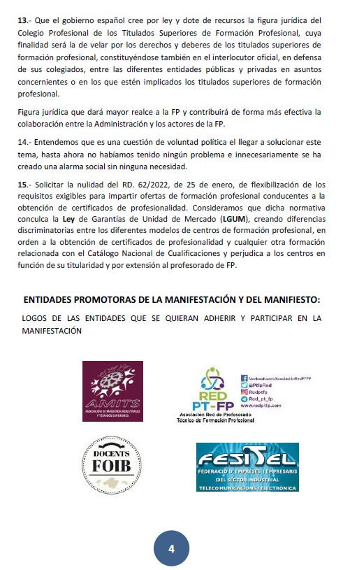 PtfpRed's tweet photo. Manifiesto a favor de la #FP,
@PtfpRed junto a @asociacionamits, @FESITEL y Docents FOIB  apuestan por la Formación PROFESIONAL, formación de calidad.
Animamos a + entidades, (asociaciones, sindicatos..) unirse a nuestro manifiesto.
#LaExperienciaEsUnGrado
#SomosLaEsenciaDeLaFP https://t.co/d1Tu4mfDIM