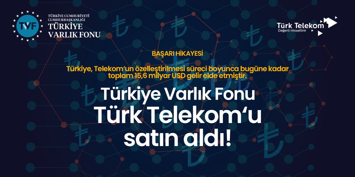 Türk Telekom
Türk Telekom'un tamamı Türkiye Varlık Fonu'nd
LYY ve Türkiye Varlık Fonu arasında 10 Mart 2022 tarihinde LYY’nin Türk Telekom’daki %55 hissesi için bir Pay Satın Alma anlaşması imzalandı. Böylece Türkiye'nin en çok kazanan şirketlerinden birisi büyümeye devam edecek
