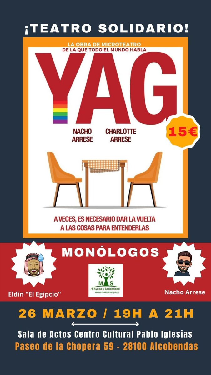 Que mejor forma de Ayudar MAS+ . Os animamos el 26/03 a pasar un rato divertido y solidario. #JuntossomosMASfuertes y #llegamosMASlejos 
#JUNTOSXUCRANIA
QUEREMOS TRAERNOS UN AUTOBÚS DE POLONIA A MADRID. 
JUNTOS SOMOS MAS+ 
vivetix.com/entradas-yag-t…
