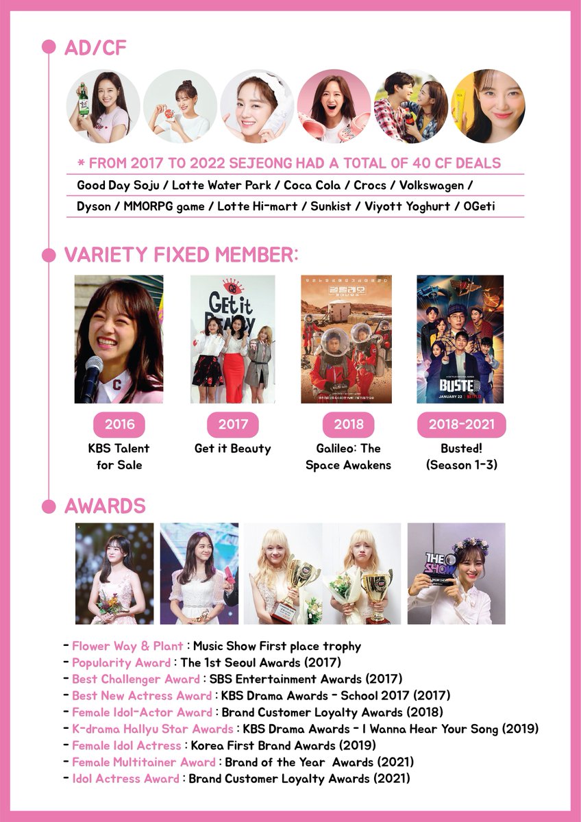 [🌸] Who is Kim Sejeong? Let's get to know more about her through this thread!

-Profile: Info, facts throughout the 5 active career years

Starting with a profile summary then explaining everything in detail!

read more⬇️
#Sejeong #김세정 #KimSejeong #사내맞선 #BusinessProposal