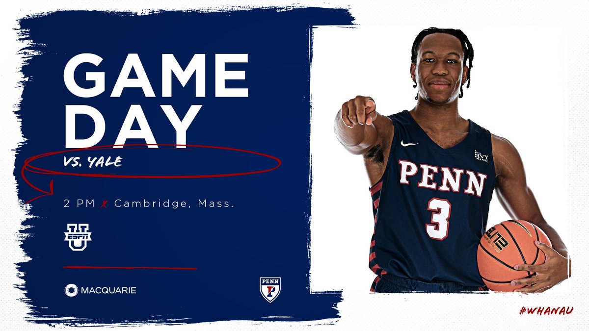 PennMBB's tweet photo. 𝙂𝘼𝙈𝙀 𝘿𝘼𝙔

Join us on our #IvyMadness ride, won't you? Survive and advance is the goal.

🆚Yale
⏰2 p.m.
📍Cambridge, Mass.
📺ESPNU | https://t.co/3wy8pPoguw
📻QAN | https://t.co/aiigXn8Djy
📊https://t.co/LhirmpkUcu
📰https://t.co/q9KQWIj9Ed

#Whānau | #FightOnPenn 🔴🔵🏀 https://t.co/iMdHckbk7u