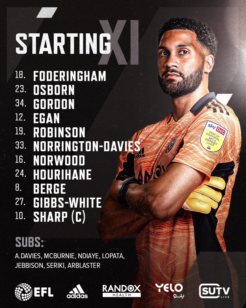 Two changes for the Blades. ⚔️

Hourihane replaces Fleck (groin), whilst Kyron Gordon starts with Ben Davies absent. Recently recalled Kacper Lopata and U18s captain Oliver Arblaster are on the bench. 𝐂𝐎𝐌𝐄 𝐎𝐍 𝐘𝐎𝐔 𝐁𝐋𝐀𝐃𝐄𝐒!

#SUFC 🔴