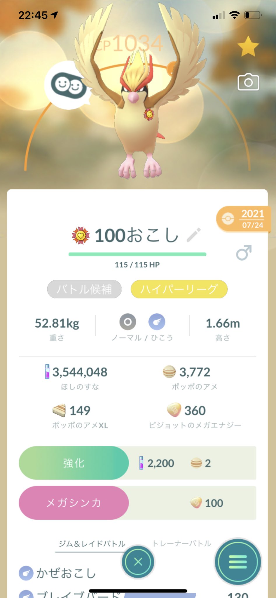 カケノ 記念すべき10体目の最高の相棒はピジョットになりました レベル50にしたいけどxlアメが足りない 最近忙しいから ポケモンgoは相棒と遊んでがんばリボン付けるゲームと化してる ポケモンgo ピジョット 最高の相棒 T Co Ymo5wiufej