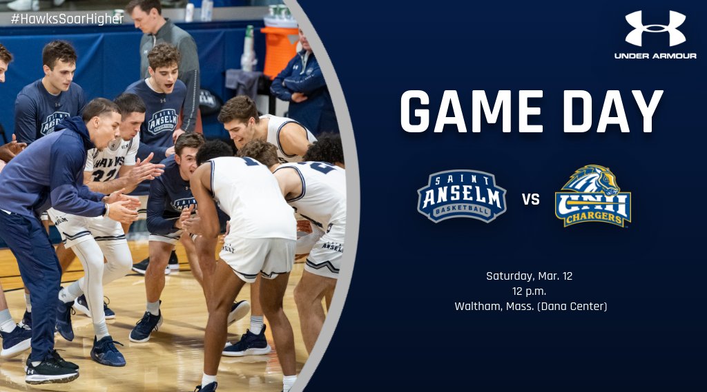 The <a href="/STAHawksMBB/">Saint A’s Hoops</a> squad is set to battle with New Haven in the NCAA East Region Quarterfinals on Saturday! The opening tip-off is set for 12 p.m. from the campus of Bentley University in Waltham, Mass. - LIVE STATS, VIDEO links here: saintanselmhawks.com/calendar?vtype… #HawksSoarHigher