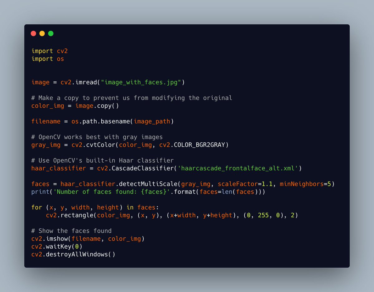 driscollis's tweet image. #Python gives you the ability to find faces in photos using the opencv-python package!
The code isn't terribly long either!