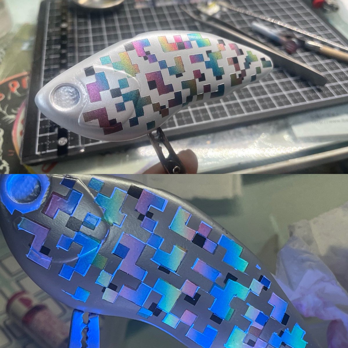 RiverbassF's tweet photo. 最終形態
ぱっと見動画と変わりませんが...

最後にクリアを塗って仕上げです。

#ルアーリペイント
#うめバイブ https://t.co/7CKZT4zzuF