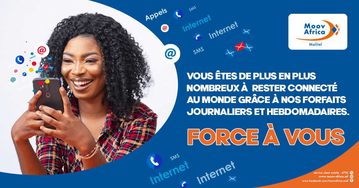 MoovAfrica_ml's tweet photo. 🥰Vous êtes de plus en plus nombreux à utiliser nos forfaits journaliers et hebdomadaires pour rester connecté au monde.
🙏Merci pour votre fidélité et rester toujours dans le Moov.
Force à vous.😉
#MoovAfricaMalitel #UnMondeNouveauVousAppelle #ForfaitsInternet https://t.co/N85yyTCPPA
