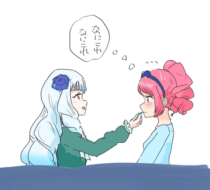 お題から 白銀リリィと桜庭ローラ餌付け#アイカツ版深夜の真剣お絵描き60分一本勝負 