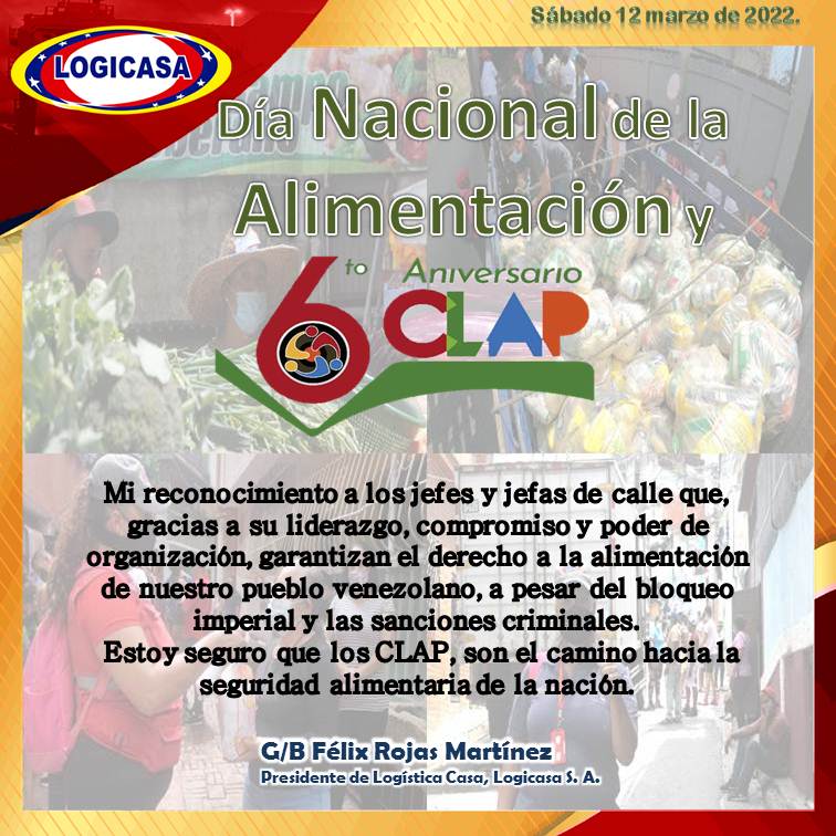 Pfrojasmartinez's tweet photo. #12Mar || Mi respeto y reconocimiento a todos esos héroes y heroínas de la alimentación en el #DiaNacionalDeLaAlimentacionv y #6toAniversarioClap. Son ejemplo de resistencia. Los #ClapEnVictoria son el camino para garantizar la alimentación al pueblo venezolano✊ https://t.co/aMNcCLVWE7