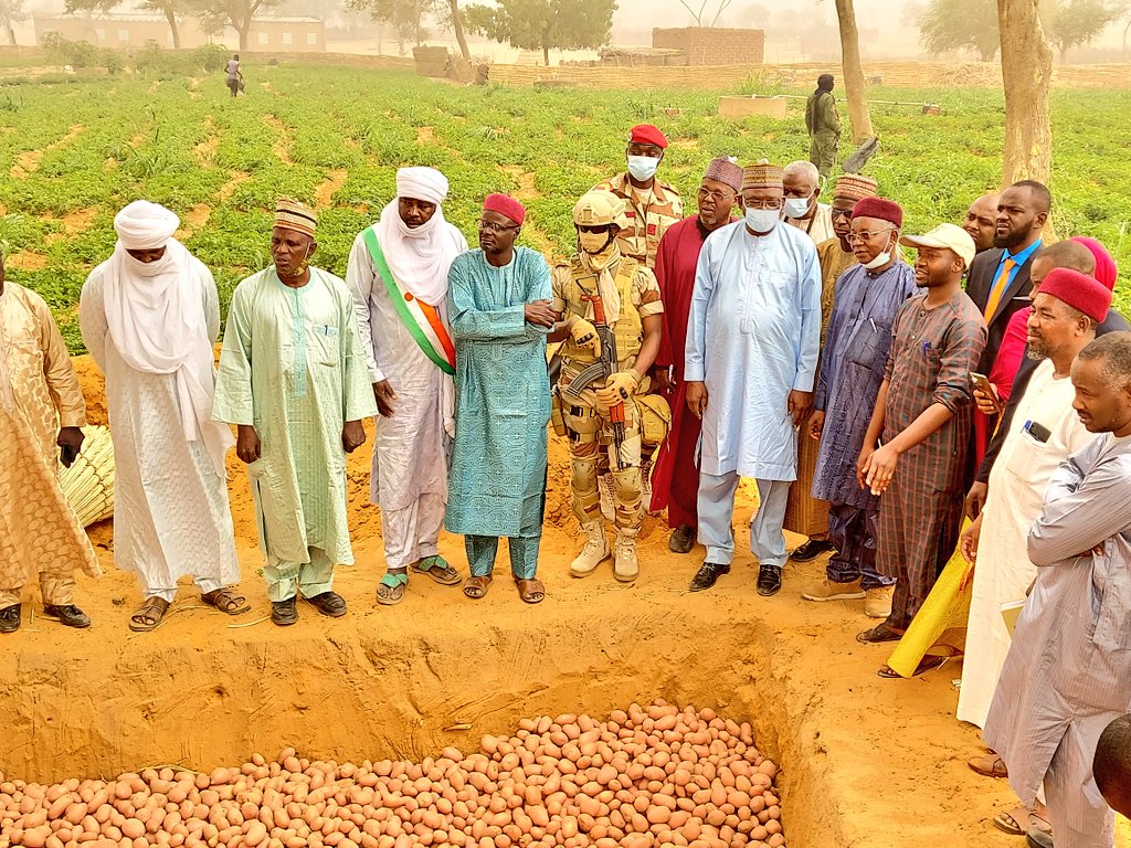 kareabba's tweet photo. J´ai effectué ce matin , avec mon homologue du commerce et de l´industrie, une visite de terrain sur le site de production de pomme de terre de #Bonkoukou. #Niger 1/2 https://t.co/WkyKFHOLEu