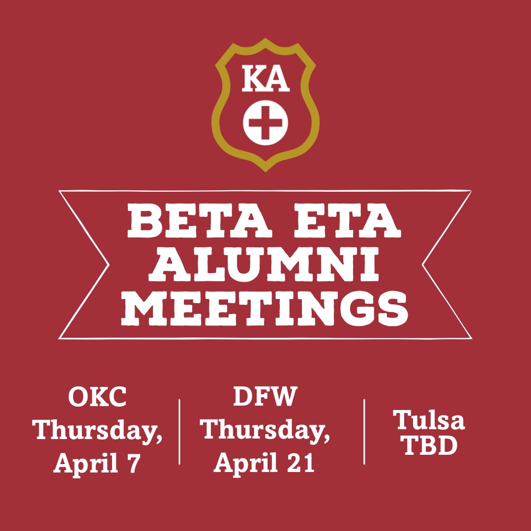 OUKappaAlpha's tweet photo. 2 of the 3 alumni meetings have been set. Alumni mark your calendars and share the dates with fellow alumni. These meetings will explain the process of Beta Eta coming back to OU this fall at The University of Oklahoma. #betaeta https://t.co/Rvtu6qOOT5