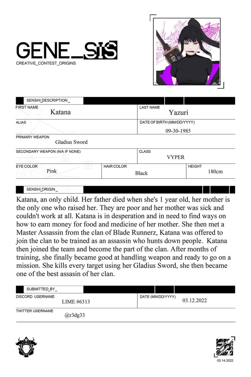 Hi fam here's my entry of #SenshiOrigin 💙
<a href="/GENESIS_SENSHI/">The Girls of Armament Redirect</a> 
#GENE_SIS 

DISCORD : LIME #6313