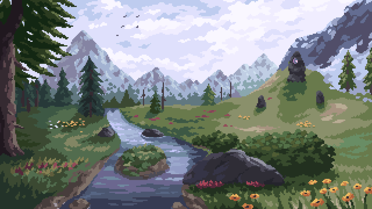 The result of drawing while listening to "The Fields of Ard Skellig". #pixelart