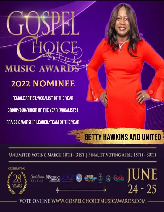 Hey guys! We have been NOMINATED in THREE CATEGORIES for the Gospel Choice Music Awards!👇Cast Your Votes at  gospelchoicemusicawards.com #bettyhawkinsandunited #GospelChoiceMusicAwards #share #support #vote
