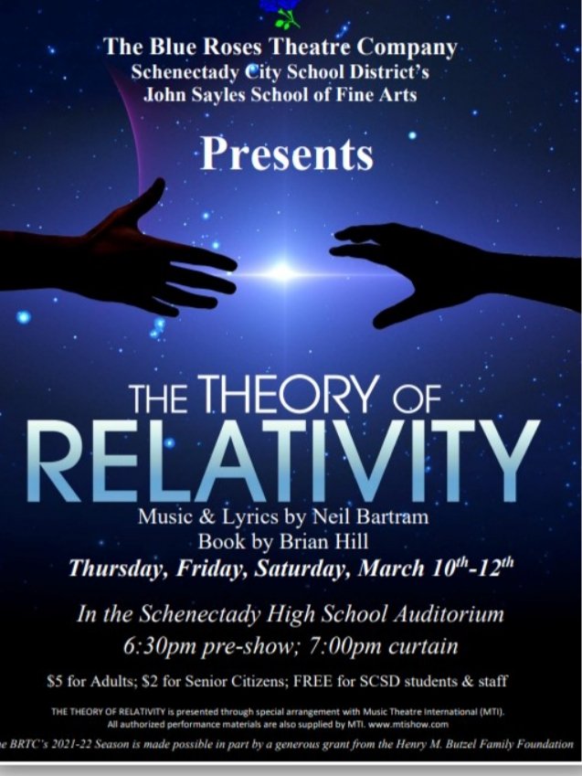 SHSChank's tweet photo. Tonight's performance of The Theory of Relativity is postponed due to the storm. The final performance will now be Saturday, March 19th @ 7pm. Stay safe today! https://t.co/1ZE87GYk78