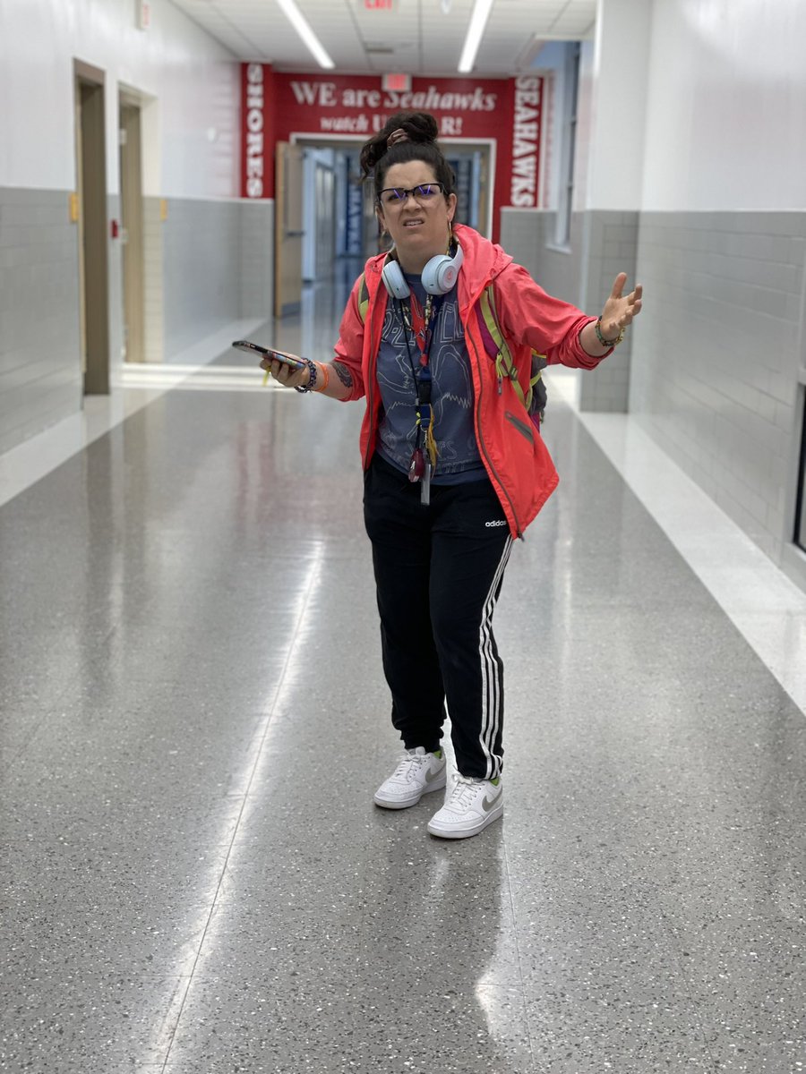 TeachCPWilliams's tweet photo. #MarchAtTHEshores Day 10 was a favorite hit!! Students LOVED seeing the teachers dressed like them. “Do you have water?” “Can you sign my hall pass?” “My computer isn’t charged!” “I didn’t do it!” @ShoresMiddle https://t.co/MHkQD8zoAQ