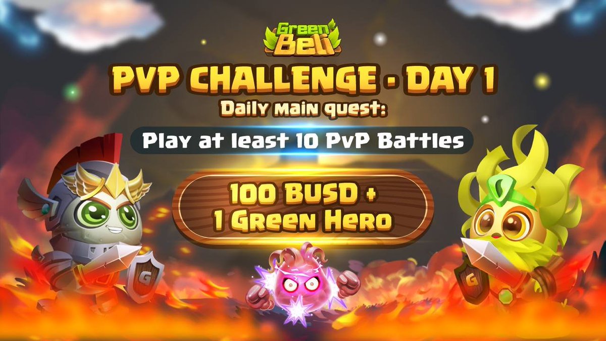 Green_Beli's tweet photo. PVP CHALLENGE - DAY 1
Enjoy PvP &amp; get rewards

🎁1 LUCKY GREENBIE: 100 BUSD + 1 GH
Quests:
1. Play 10 PvP battles
2. RT this post
3. Cmt:
- Screenshot of your leaderboard
- Tag 3 big Endorsers (KOLs) with hashtags #GRBE #GreenBeliPvPChallenge

Read more: https://t.co/kR8SmbX7Xz https://t.co/COsaEhSJ5b