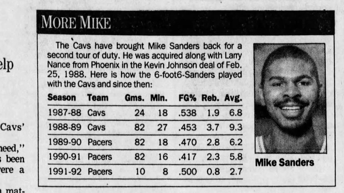 MrCleveland_216's tweet image. March 12, 1992: Welcome Back, Sanders🏀
#LetEmKnow reunite w/ SF Mike Sanders, bring him back to CLE. Originally part of Nance/KJ trade in 1988, Sanders key role on team for 1.5 yrs b4 signing  w/ Pacers. A Lenny-favorite, combined total of 3 yrs w/ Cavs-seemed longer #Kotter