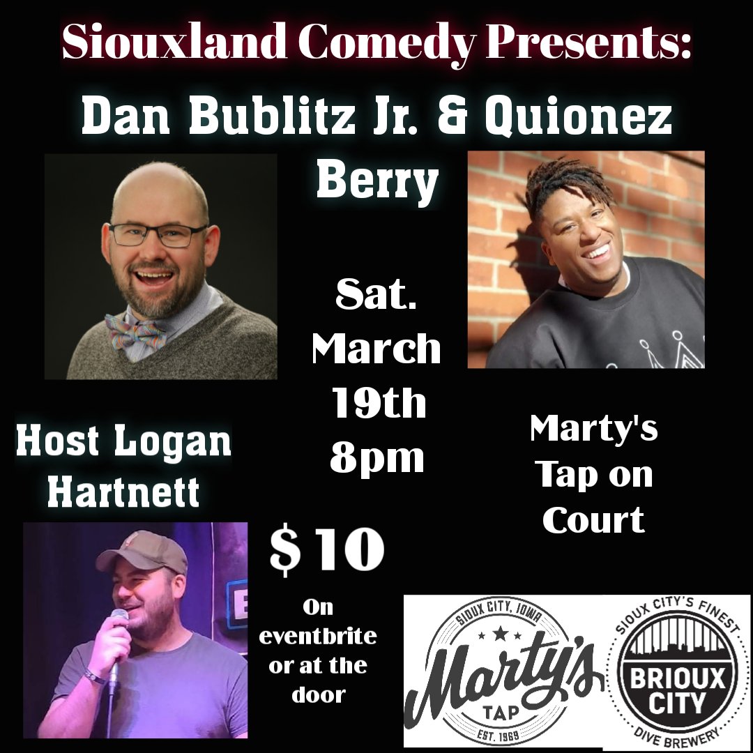 Sioux City, we have our first shoe Back at Marty's Tap for the year next Saturday!! Get your tickets on eventbrite or at the Door!!
#comedy #standupcomedy #comedyshow #siouxcity #siouxland