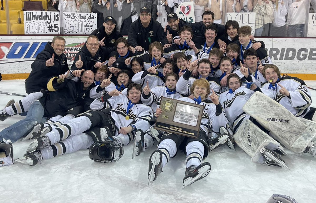 AHSchools's tweet photo. It's an all NWSC showdown for the @MSHSL Boys Hockey Class AA State Championship tonight at the Xcel Energy Center. @andoverhshockey plays in its first state championship game in school history taking on Maple Grove at 7 p.m. Go Huskies! Watch: https://t.co/5ScdaQifnZ #AHSchools https://t.co/r8qFU9McAa