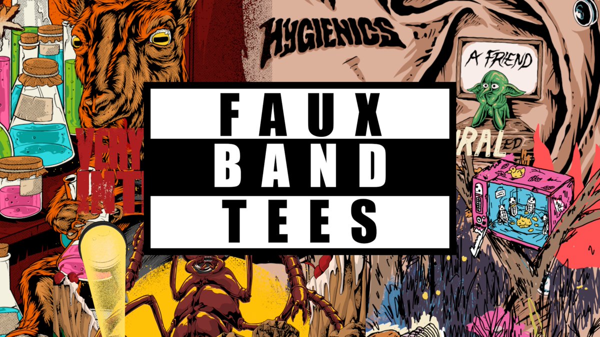 FauxBandTees's tweet photo. Made a new banner and a couple of changes to our site so come check us out!! We have all sorts of interesting fake band shirts.

https://t.co/NzGjTULRKG

#bandshirt #rocktshirt #tshirt #shirt #punk #rock #music #band #metal #album #bandtee #vintage #vintagetee #art #funny https://t.co/2oPG6VFxfi