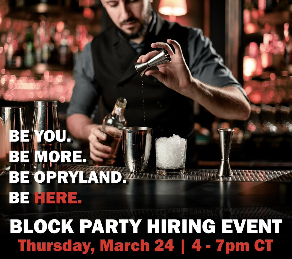 GaylordOpryland's tweet photo. BLOCK PARTY HIRING EVENT for F&amp;B positions

Thursday, March 24
4 - 7pm CT

⛽️ First 50 to attend receive a 💲5️⃣0️⃣ gas card
🍤 Samplings of cuisine &amp; mocktails
📝 On-the-spot interviews/job offers
💵 💲1️⃣0️⃣0️⃣0️⃣ sign-on bonus*

Learn more
https://t.co/455r2xeP71 https://t.co/nW3pbeaEJZ