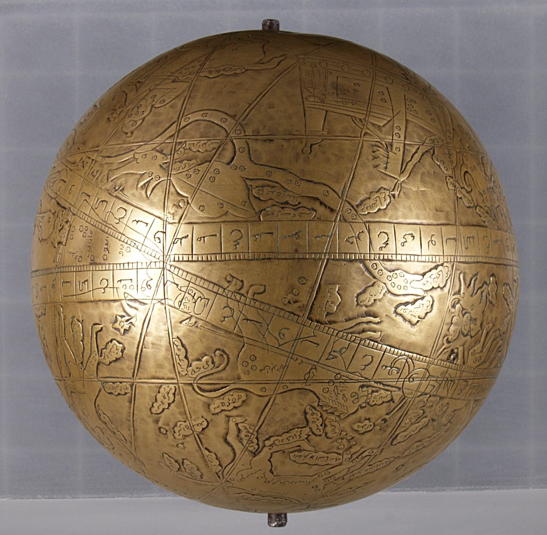 BaytAlFann's tweet photo. 5/ Celestial Globe, 18th century CE, Iran

Based on the work of the famed medieval scientist and astronomer Nasīr al-Dīn Tūsī (1201-1274 CE). It shows the position of the stars along with images of the constellations which they form.

@dumuseums https://t.co/qlIKIbvxZY