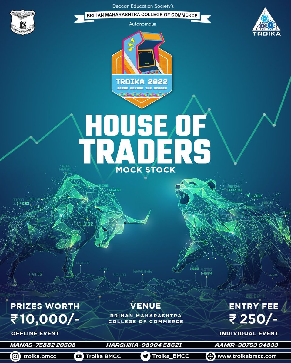 Troika_BMCC's tweet photo. he biggest risk of all👀
is not taking one⚡
Test your financial acumen 🤑
Step into the shoes of an investor 💰
Analysis Or instincts, take a call 💳
Troika presents
💸 HOUSE OF TRADERS 💸
#troika #scenebeyondthescreen #collegefest #stockmarket #mockstock #traders #bullring https://t.co/y9bhEYgfKN