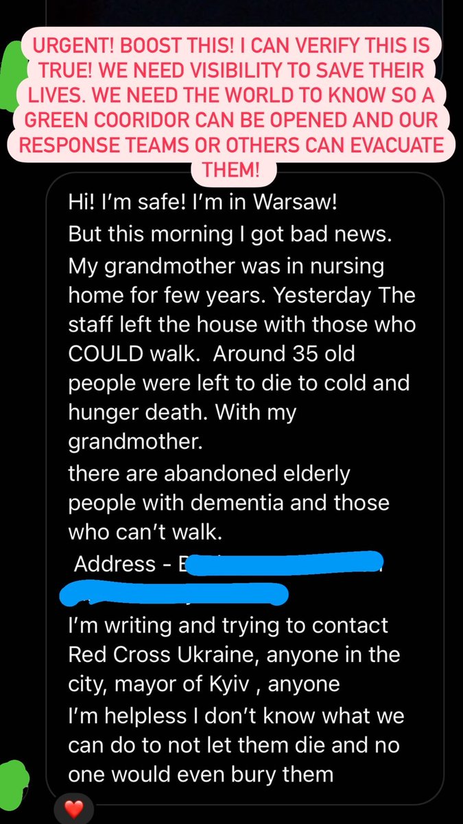 raindovemodel's tweet photo. URGENT SPREAD THIS! They contacted me &amp; I verified this is TRUE! Our team can not get to them without a humanitarian corridor! We need visibility!!!!! Get diplomats, politicians, humanitarians on the @‘s and help us save their lives. Our drivers are barred at the moment! #ukraine https://t.co/yPv7kvDHNu