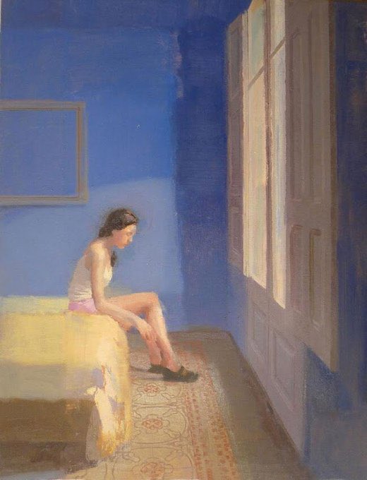 franch_laura's tweet photo. El otro día tuve la ocasión de conocer personalmente a Alejandra Caballero (Madrid, 1974) de quien ya os he hablado alguna vez. En su día la clasifiqué como la Hopper española y hoy lo reafirmo. Es una mujer dulce, parece tímida, observadora y elegante como su obra.

👇🏻Abro hilo. https://t.co/UsQjtLzoFO