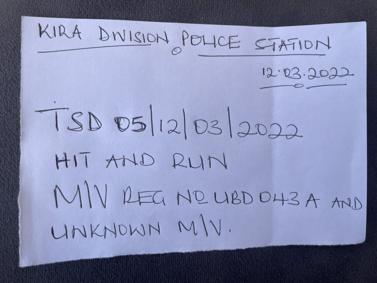 <a href="/AKasingye/">AIGP(Rtd) Asan Kasingye</a> Hello sir, case was reported at Kira Division police station.  No much assistance rendered or any effort to hear out my statement and account of the story! But here is the reference number given to me, kindly assist if possible