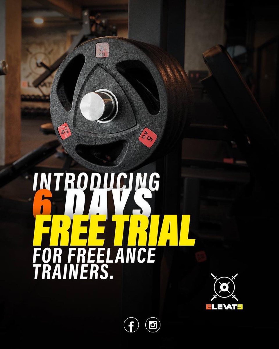 Elevatefitmv's tweet photo. INTRODUCING 6-DAYS FREE TRIAL FOR FREELANCE TRAINERS!

The best opportunity to bring in your OWN clients and experience the gym for FREE, the first 6 days. No charge or commission will be taken from the trainer nor the client during the trial. https://t.co/TRauiTwPLI
