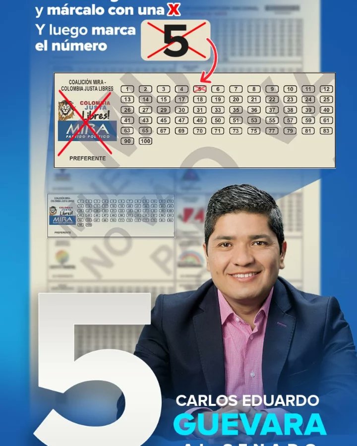 LideresEngativa's tweet photo. Estamos a menos de 27 horas para que podamos ejercer el deber como colombianos y salir a las urnas para votar, por amor a mi país y buscando siempre lo mejor, yo votaré al Senado por #5 @carlos_guevara y para la cámara de representantes con #105 @irmalherrera del @PartidoMIRA https://t.co/Y2gVCuKcdZ