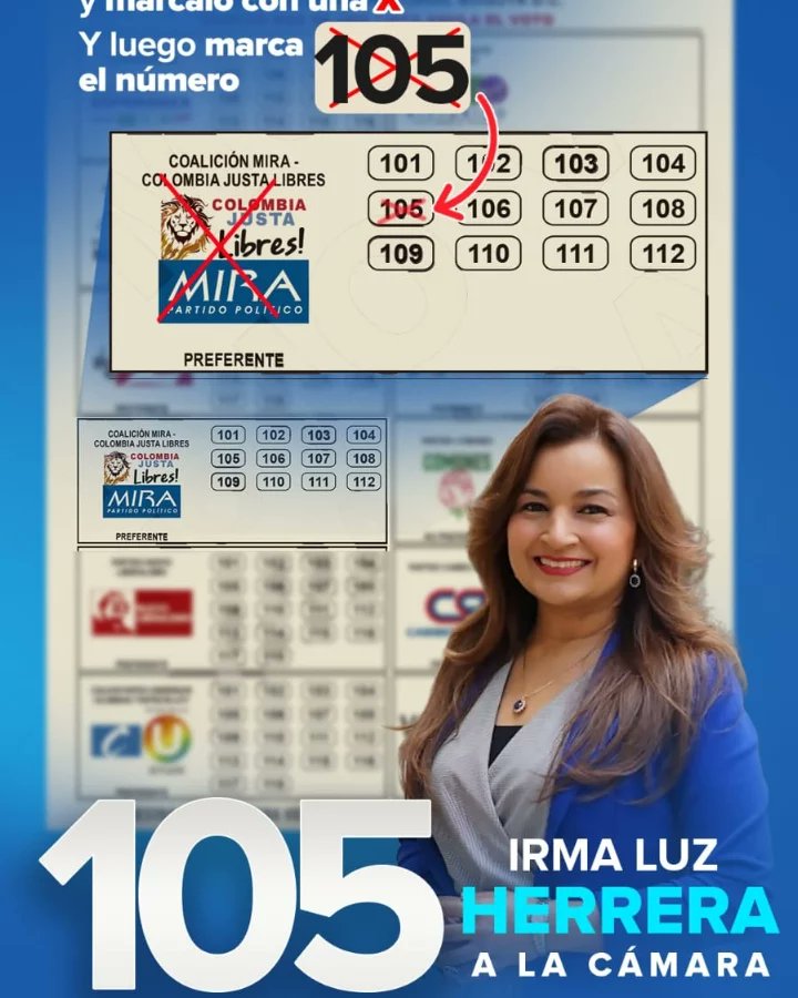 LideresEngativa's tweet photo. Estamos a menos de 27 horas para que podamos ejercer el deber como colombianos y salir a las urnas para votar, por amor a mi país y buscando siempre lo mejor, yo votaré al Senado por #5 @carlos_guevara y para la cámara de representantes con #105 @irmalherrera del @PartidoMIRA https://t.co/Y2gVCuKcdZ