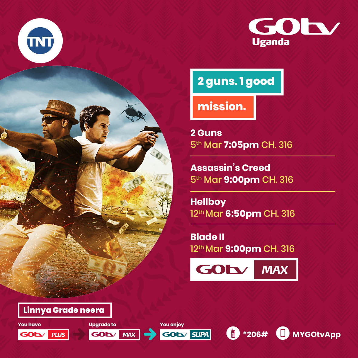 GOtvUganda's tweet photo. Speaking of movies that made our childhood. We are going down memory lane this Saturday at 6:50 pm with Hellboy. #LinnyaGradeNeGOtv to GOtv Max or SUPA to Watch the movie on TNT CH.316 #StayConnected https://t.co/tz0A1VRkhj