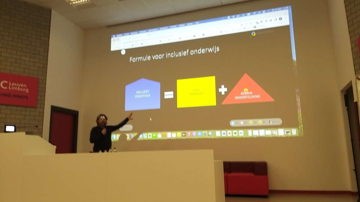 Dewulfluk's tweet photo. Keynote van Beno Schraepen: Scholen geven veel 'ja, maars' aan ouders. Zoals: 'we hebben de draagkracht niet' of 'minister @BenWeyts zegt dat het #Mdecreet is afgeschaft.' Waar sta je dan als ouder? #inclusie #gelijkekansen #inclusiedag #UCLL https://t.co/8hir0BrMRJ