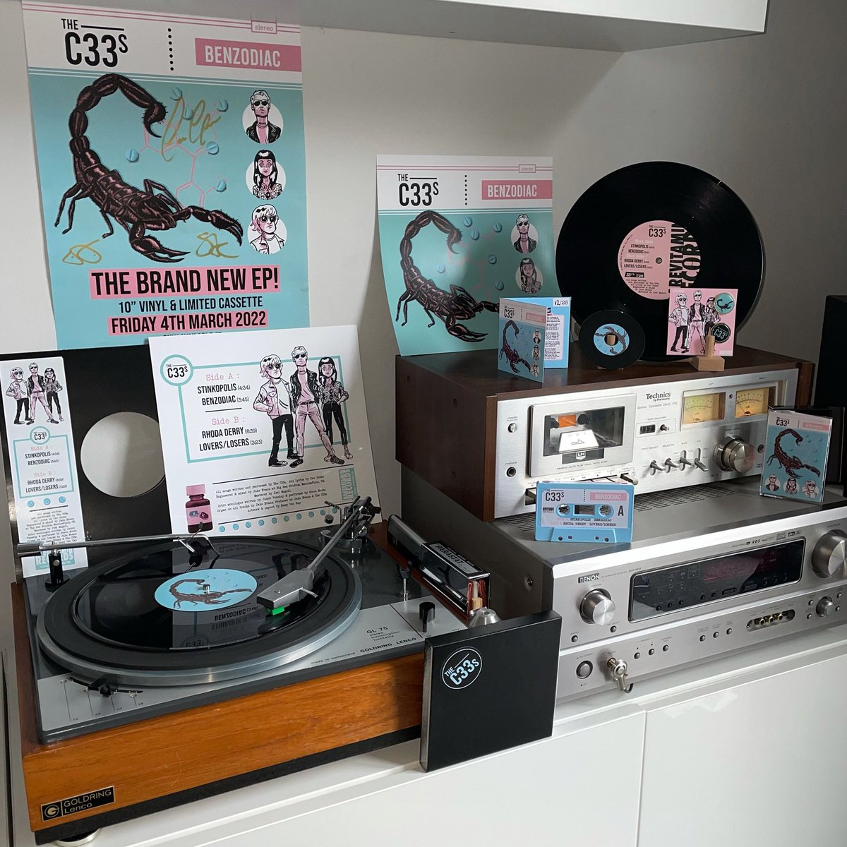 Garage punk from Manchester to start the day!! Brand new release from <a href="/TheC33s/">The C33s</a>!! Benzodiac! Limited to a 25 hand numbered special release day boxset! Including mini CD, 10” vinyl, signed poster and badge set, all in a hand sprayed box by frontman, Cav! Also a limited to 25 tape!