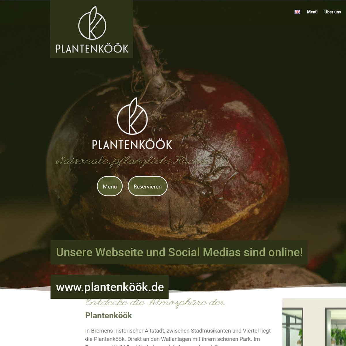 plantenkook's tweet photo. Willkommen in der Plantenköök!
Zumindest schon mal online! Denn Hurra: unsere Webseite ist am Start!
#plantenköök #veganrestaurant #veganinbremen #gastronomiebremen #webseite #neuewebseite https://t.co/Mz7zV1UTC3