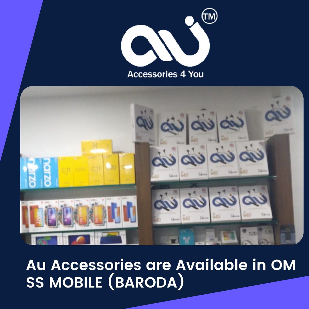 Now AU Accessories are  Available in OM SS mobile (Baroda).
Accessories 4 you.
#mobileaccessories #auaccessories #available #baroda    #vocalforlocal #charger #cables #powerbank #neckband #earphone #adapter #madeinindia #ThinkAU #thinkquality #aumobileaccessories #gujarat