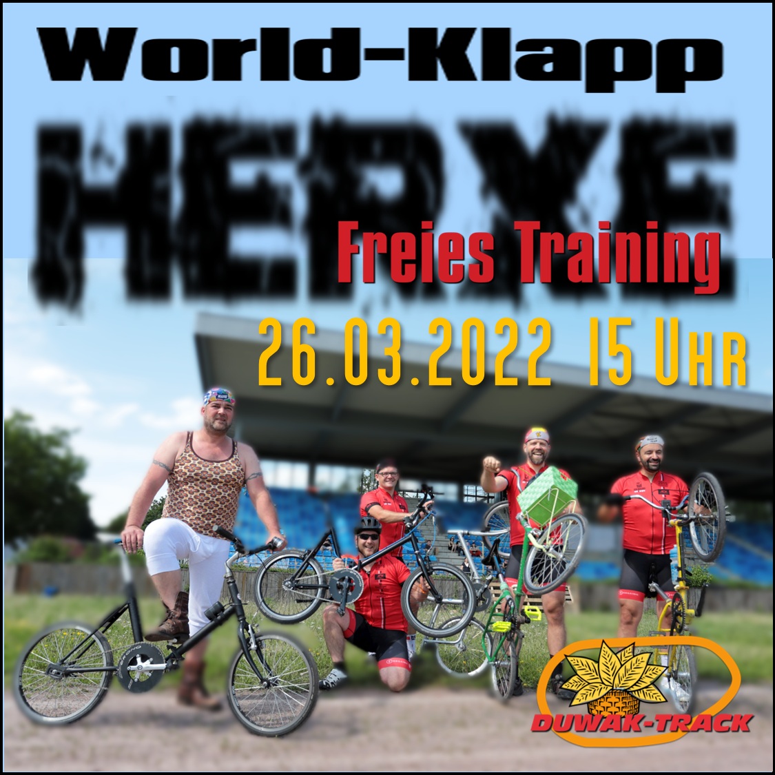 worldklapp's tweet photo. Am Samstag 26.3.2022 15:00 Uhr findet das freie Training in Herxheim auf dem Duwak-Track statt. Achtung es herrscht Klapprad-Pflicht!
https://t.co/gnGCdNkwzL
EINGANG statt EINMARSCH!
#worldklapp #klapprad #herxheim #herxe #duwaktrack #eingangstatteinmarsch https://t.co/we5Jac7Czf