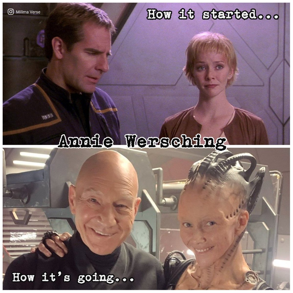 After 1 proper episode I'm already obsessed with #AnnieWersching's incarnation of the #BorgQueen!! I'm loving that she started off on #StarTrekEnterprise too! Two captain's under help belt 😉 #StarTrekPicard