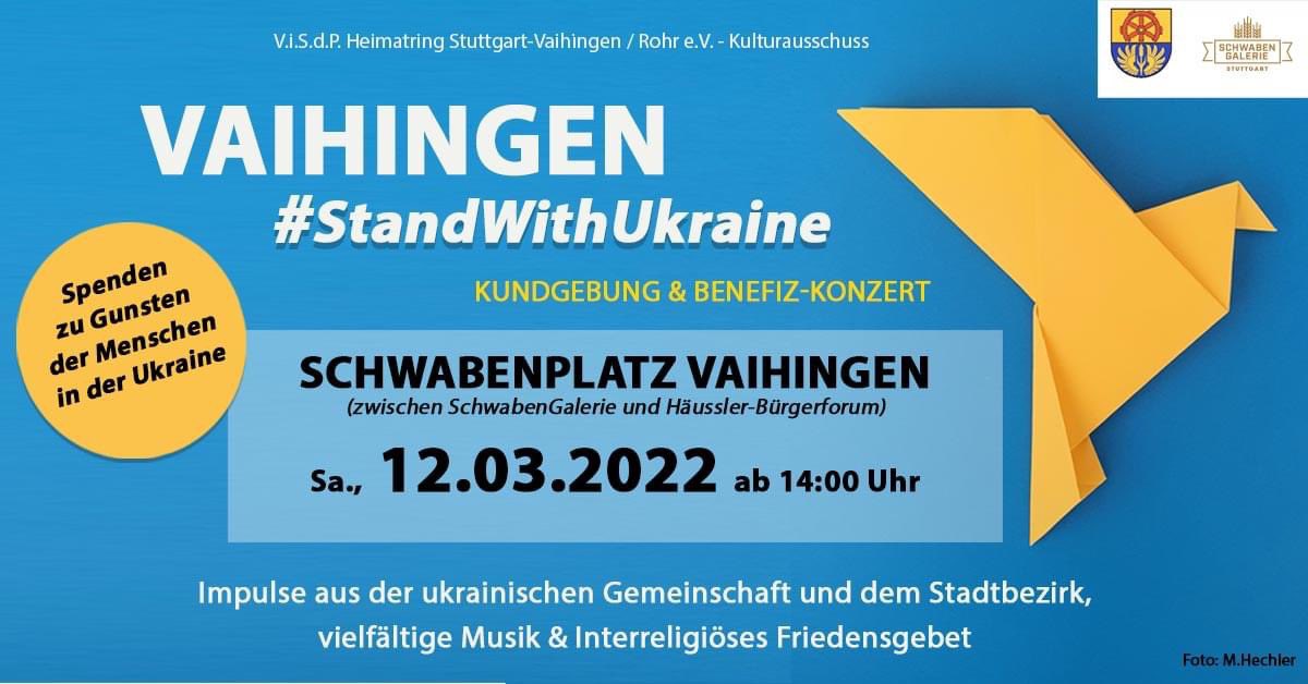 #stuttgartvaihingen #StandWithUkraine 
#vaihingen
#fildern 

HEUTE!
14 Uhr 
Schwabenplatz 
Kundgebung und Benefizkonzert