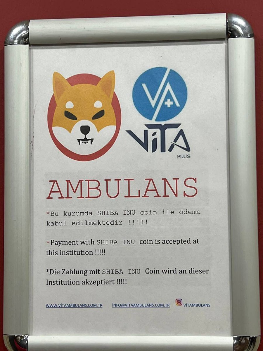 vetkusama's tweet photo. Türkiye’de faaliyet gösteren Vita Özel Ambulans #Shiba ile ödeme kabulettiğini açıkladığını duyurmaktan memnuniyet duyarız. 

#Shib x #Payments 😍

https://t.co/3iU9T0uZHd https://t.co/JMmsjncXwj
