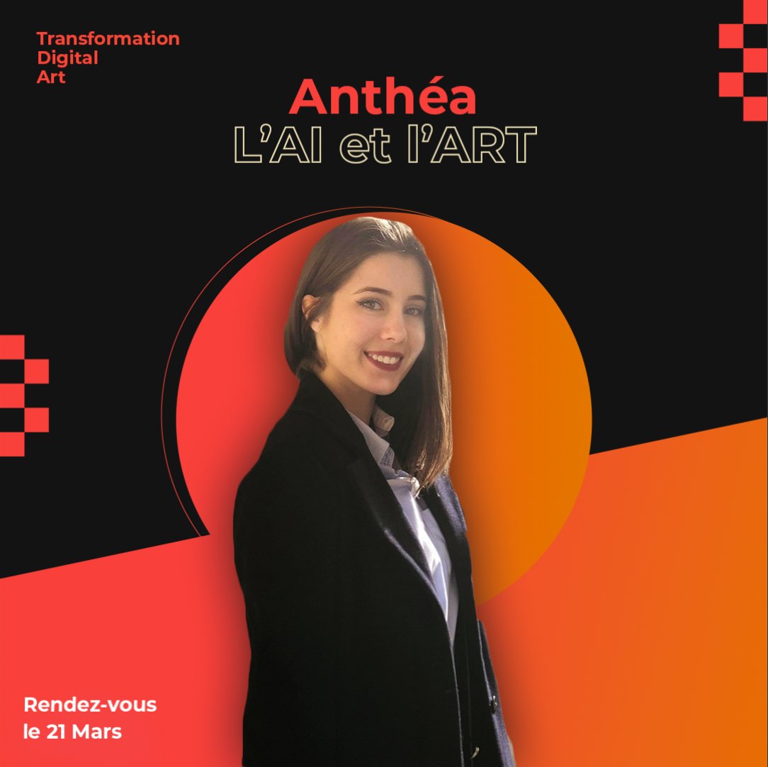 L'IA et l'art sont-ils compatibles ?

RDV le 21 Mars à la rencontre de Anthéa, notre expert en AI lors de notre #Masterclass sur la transformation digitale du marché de l'art !
 #MBADMB #Transformationnum #artdigital #art #artdisrupt #efapartdigital