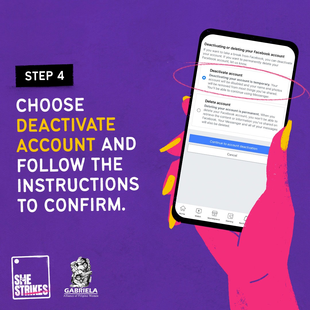 gabrielaphils's tweet photo. Join our online protest to end violence and objectification on women on Facebook!
Samahan ninyo kami sa #SheStrikes movement at mag-deactivate ng Facebook account ng March 15-16, 2022! https://t.co/5C4W92HMwO