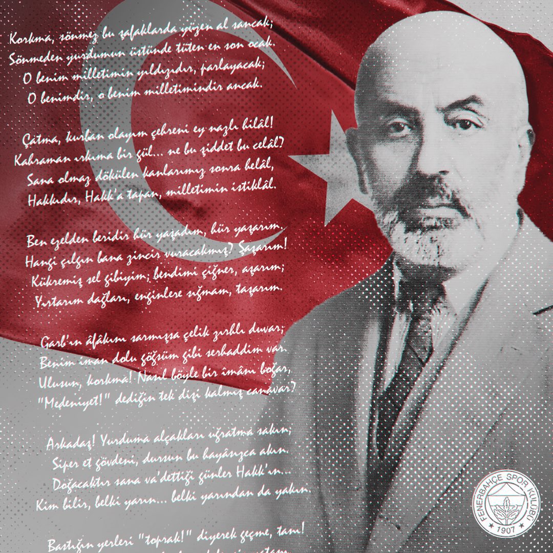 🇹🇷 İstiklal Marşımızın kabulünün 101. yılını kutluyor; Milli Şairimiz Mehmet Akif Ersoy’u, şehit ve gazilerimizi saygı ve minnetle anıyoruz.