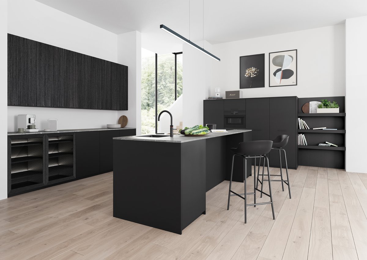 This @rotpunktuk kitchen combines super-matte doors with textured vertical wood grain finishes to create a kitchen tactile kitchen. Find out more about this kitchen and Rotpunkt's range by visiting our Horsham showroom or visiting our website halointeriors.co.uk/index.html #kitchen