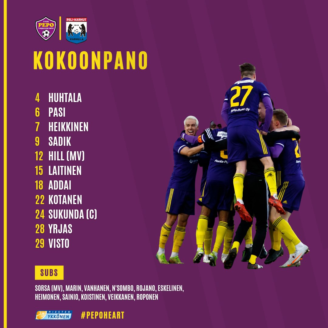 Avauskokoonpano tänään!

#PEPOHeart #Ykkönen