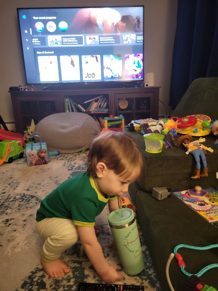 nerfny's tweet photo. @AutumnCalabrese my two year old decided to join me for 9WCF this morning.  He loves doing the warmup and tabata https://t.co/JqK6rWehtF