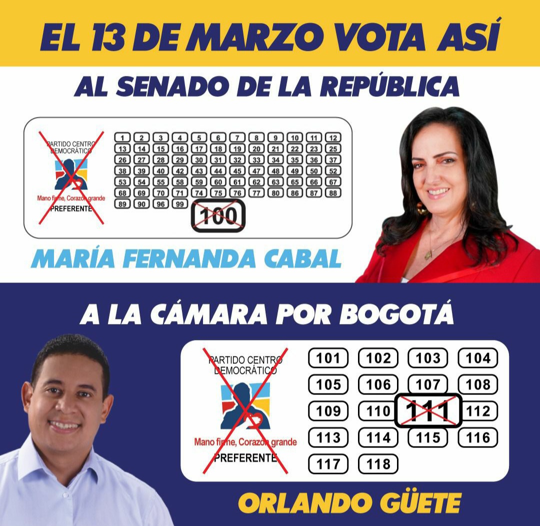 JaviPekerman's tweet photo. Este 13 de marzo #ColombiaVotaCD100 Al senado de la república y a la camara por Bogotá
#BogotaVotaCD111
@MariaFdaCabal @OrlandoGuete #SenadoCD100
#CamaraBogotaCD111 https://t.co/BlICazvpd1